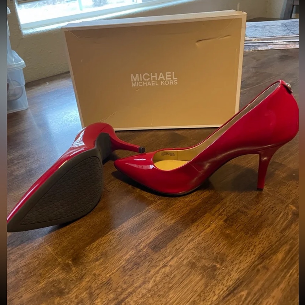 Michael Kors red leather heel. Size 9